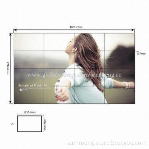 55-inch Super Barrow Gap LCD Video Wall Screen, 700cd/m² Brightness, 5.7mm Narrow Bezel